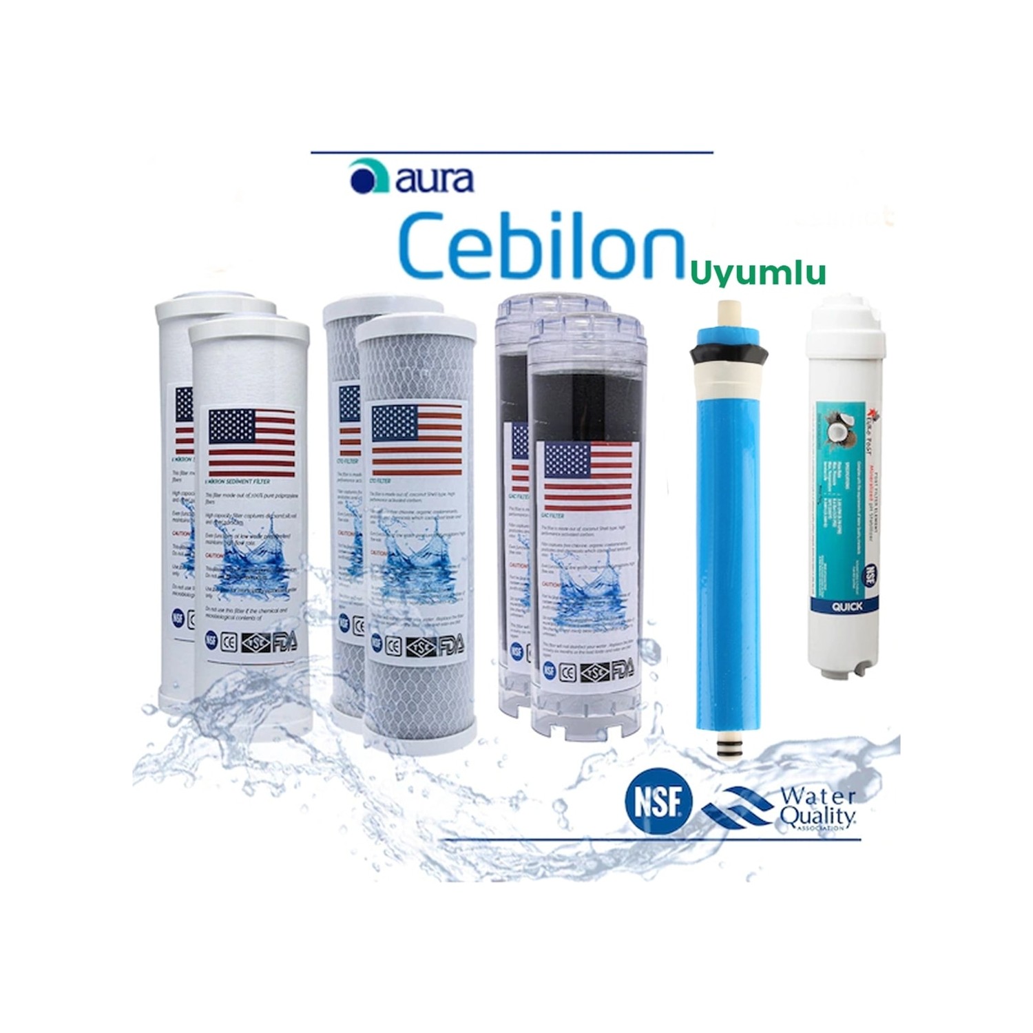 İhlas%20Aura%20Cebilion%20Uyumlu%20Su%20Arıtma%202%20Yıllık%20Filtre%20Seti%20Standart%20Membranlı