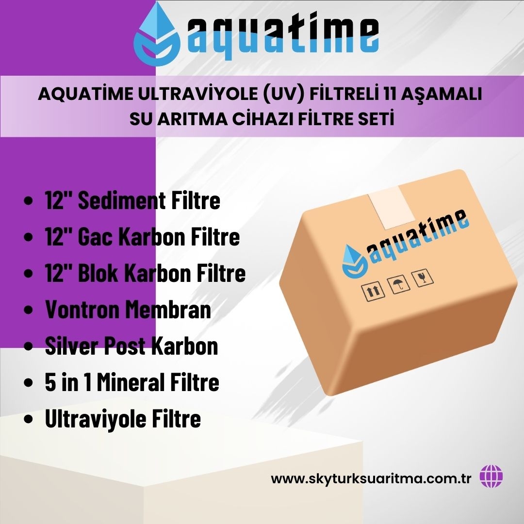 Aquatime%20Ultraviyole%20(UV)%20Filtreli%2011%20Aşamalı%20Su%20Arıtma%20Cihazı%207li%20Filtre%20Seti