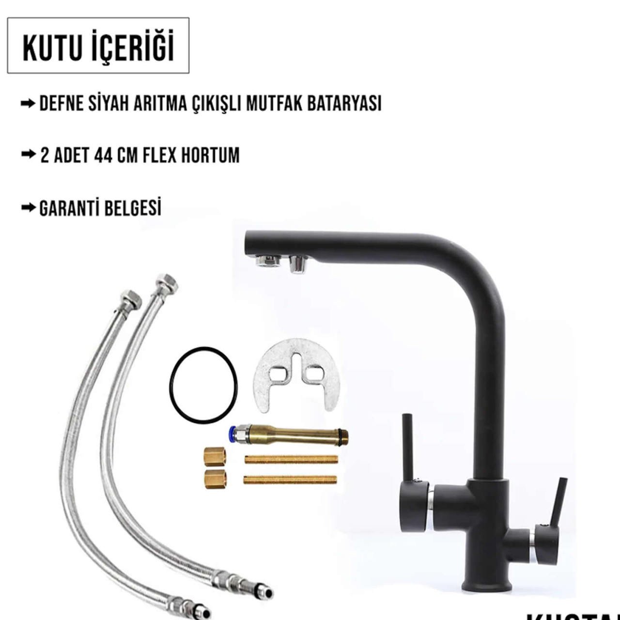 Arıtmalı%203%20Yollu%20Musluk%20Mutfak%20Bataryası%20Siyah