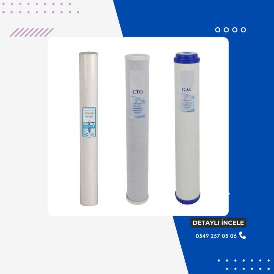 20’’ Ön Üç Filtre Seti - (Sediment - Block - Gac)
