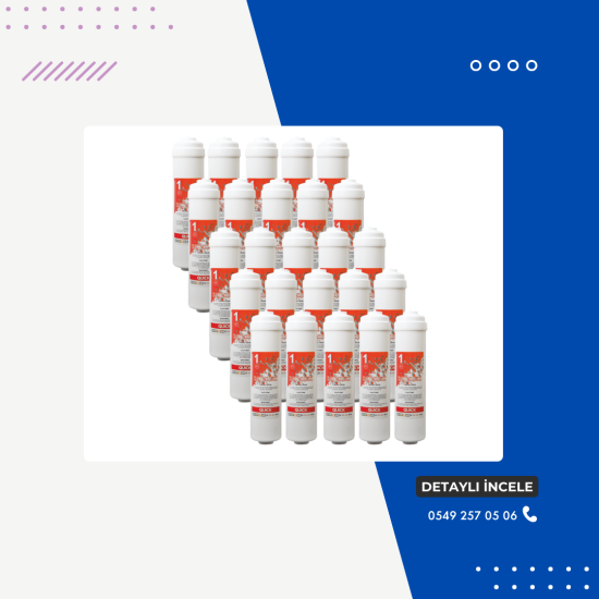 25 Takım Kapalı Kasa Su Arıtma Filtre Çubuklu 12’’ İnline Filtre Seti