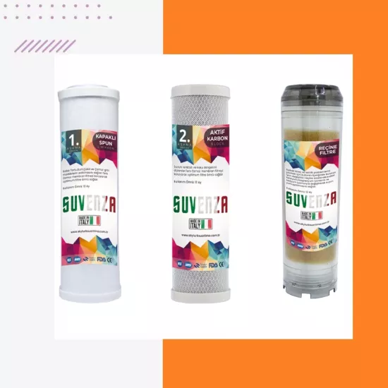 Atlas Daire ve Bina Girişi 3 Aşamalı Su Yumuşatma Cihazı (Spun - Blok - Reçine) Yedek Filtre Seti