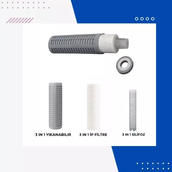 Daire Girişi Kireç Önleyici Tortu Filtreli 3 Özellikli Su Arıtma Filtresi