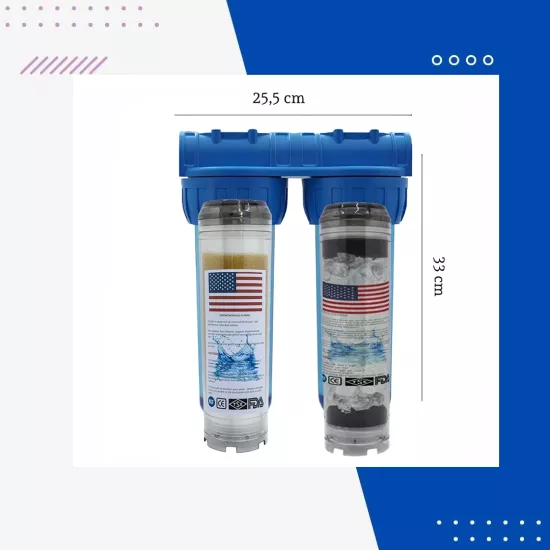 Daire Girişi Su Arıtma 10’’ İkili Su Arıtma Cihazı (Reçine - Silifoz) Kireç Önleyici