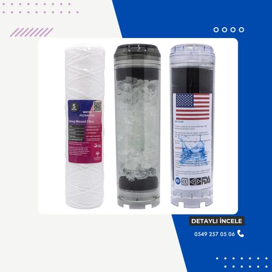 Daire Girişi Su Arıtma Cihazı Filtresi 3lü Filtre Seti