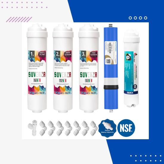SUVENZA Orijinal 5li Filtre Seti Yüksek Tds Vontron Membranlı (Coconat Bazlı)