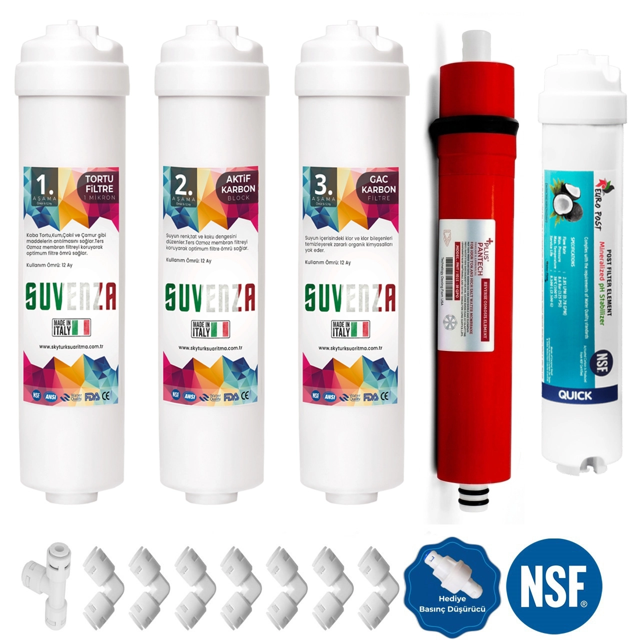 SUVENZA%20Orijinal%205li%20Filtre%20Seti%20Pantech%20Plus%2090%20Gpd%20Membranlı%20(Coconat%20Bazlı)