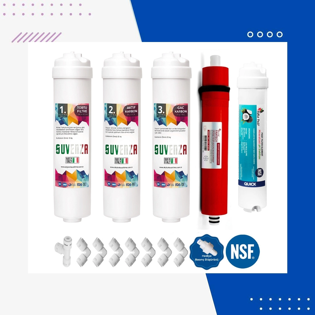SUVENZA%20Orijinal%205li%20Filtre%20Seti%20Pantech%20Plus%2090%20Gpd%20Membranlı%20(Coconat%20Bazlı)