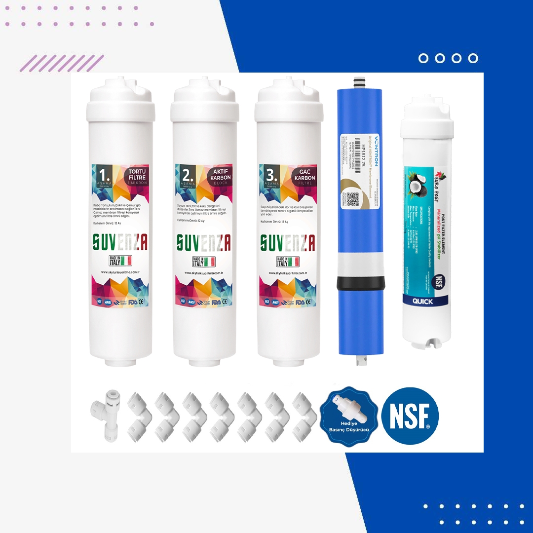 SUVENZA%20Orijinal%205li%20Filtre%20Seti%20Yüksek%20Tds%20Vontron%20Membranlı%20(Coconat%20Bazlı)